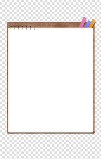 White notepad with brown board , Paper Text frame Yellow Pattern, notebook transparent background PNG clipart