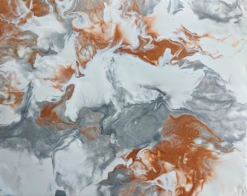 White, Orange, and Gray Abstract Painting
