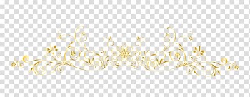 White Pattern, European gold frame lines, yellow floral transparent background PNG clipart