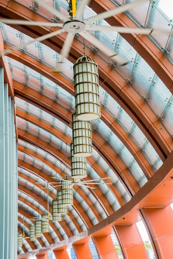 White Pendant Lamps And Industrial Ceiling Fans 