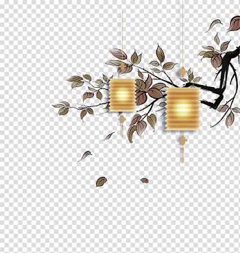 White pendant light , Autumn, Mid-Autumn Lantern transparent background PNG clipart