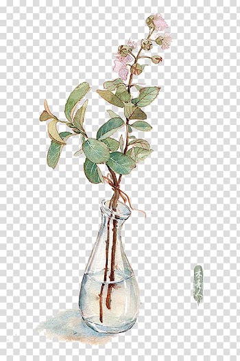 White petaled flowers in clear vase art, Watercolor painting Vase Flower Illustration, Watercolor flowers transparent background PNG clipart