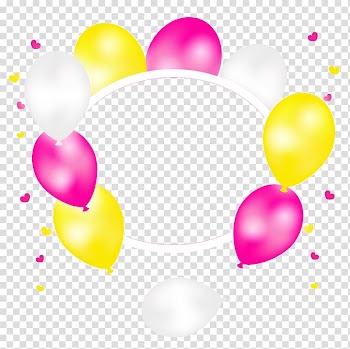 White, pink, and yellow balloon illustration, Wedding invitation Birthday cake Happy Birthday Dad Card! Greeting card, Birthday Balloons frame material transparent background PNG clipart