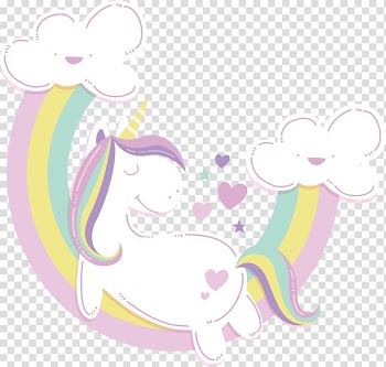 White, pink, and yellow unicorn lying on rainbow , Unicorn , Sleeping white unicorn transparent background PNG clipart