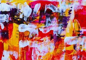 White, Pink, Yellow, and Purple Abstract Painting