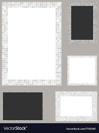 White pixel mosaic page layout border template set vector image