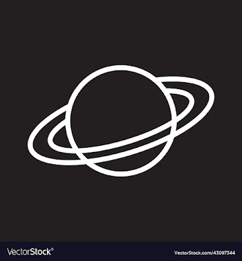 white planet saturn line art icon