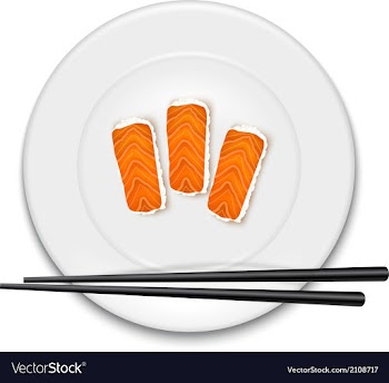 White plate with sushi and chopsticks vector image