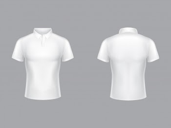 White polo shirt 3d realistic illustration of tennis t-shirt with collar and short sleeves. Free Vector