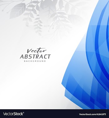 white poster with blue geometric shapes