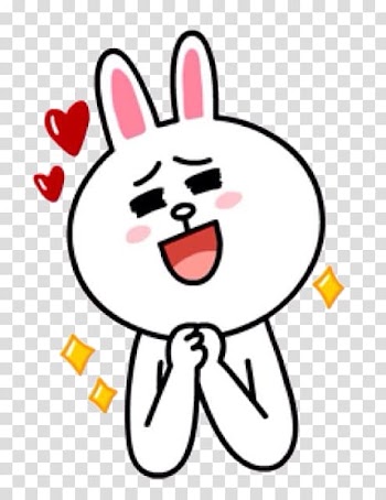 White rabbit emoji illustration, Sticker Emoticon LINE, LINE CONY transparent background PNG clipart