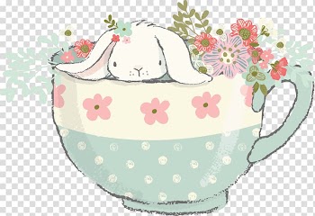 White rabbit inside floral cup illustration, Tea Mission of Motherhood: Touching Your Child's Heart of Eternity Milk Happiness, Creative Children's Day transparent background PNG clipart