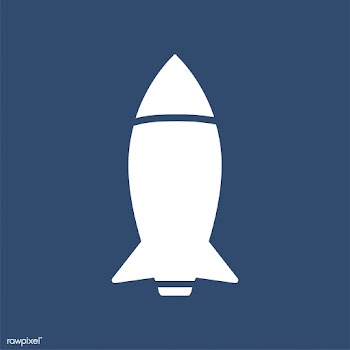 White rocket icon on blue background | Free stock vector - 457735