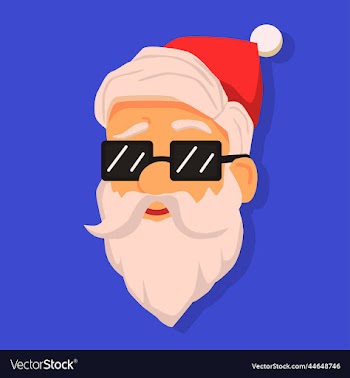 white santa claus head with sunglasses