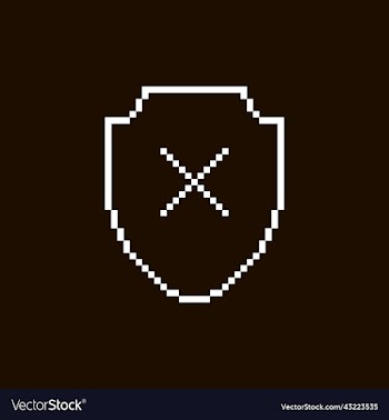 white shield with cancel cross symbol