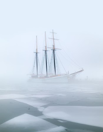 white ship painting