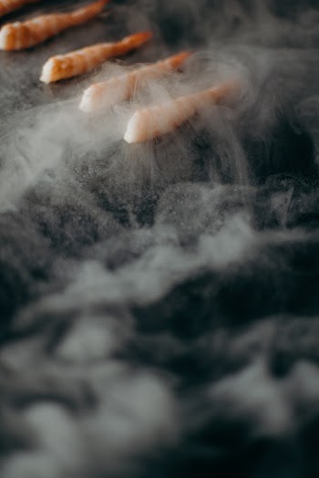 White Smoke on Black and White Textile