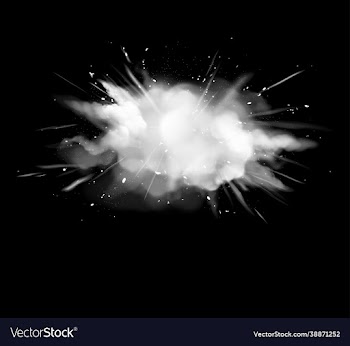 white smoke powder explosion with particles