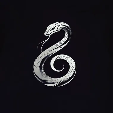 White Snake Logo Design on Black Background, Professional Minimalistic Style White Snake Logo Design on Black Background, Professional Minimalistic Style