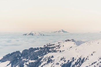 white snow covered mountains