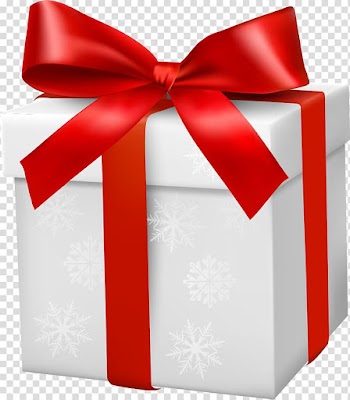 White snow flake print box with red bow illustration, Small fresh white gift box transparent background PNG clipart