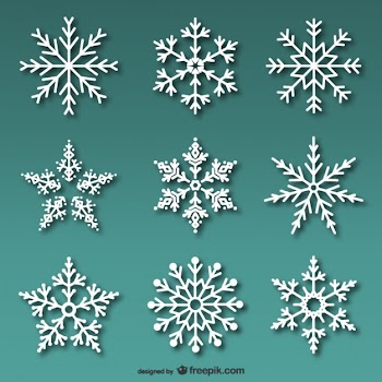 White snowflakes pack Free Vector