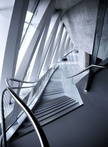 white stair with stair rails