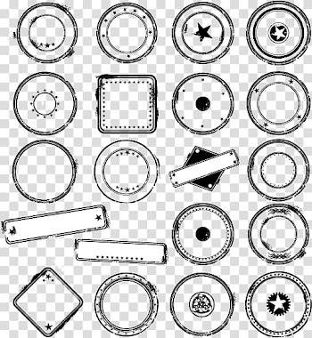 White stars , Rubber stamp Seal Illustration, black frame retro seal stamp material transparent background PNG clipart