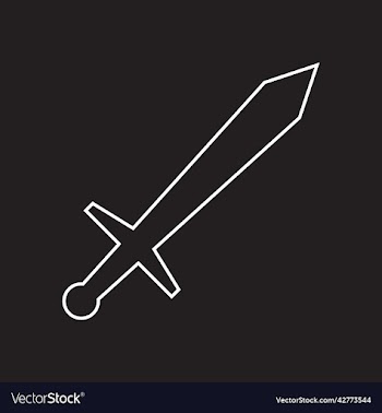 white sword line art icon