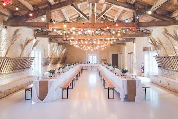 white table and lights in brown room