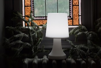White Table Lamp on White Heater