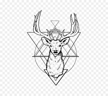 White-tailed deer Tattoo Antler Drawing - geometric background 