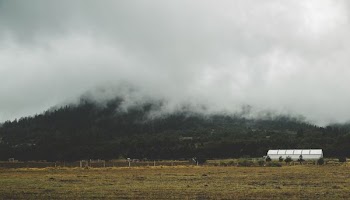 white tank near green mountain