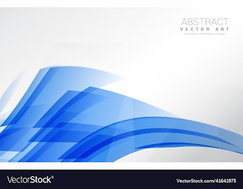 white template with blue geometric shapes
