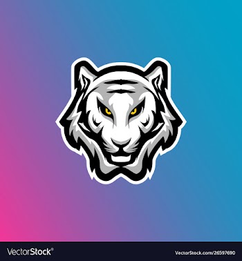White tiger head esports logo vector image