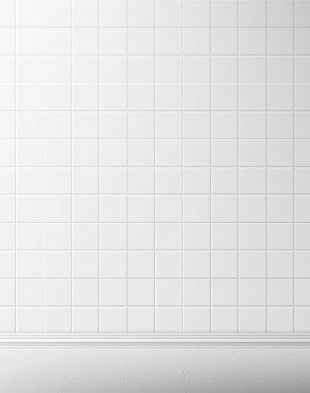 White tile wall and floor in bathroom Free Vector