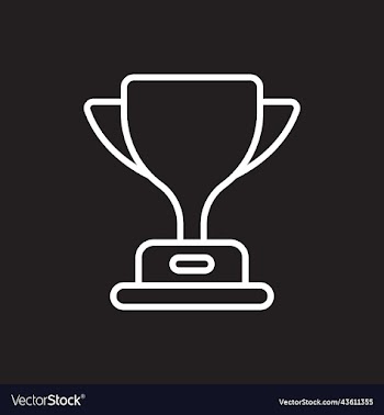white trophy cup line icon