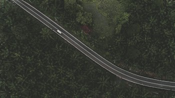White Truck on Black Road