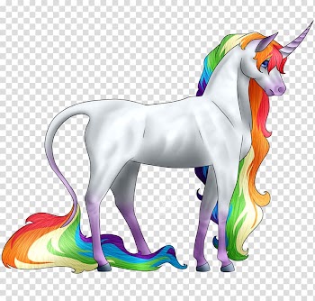 White unicorn illustration, T-shirt Horse Unicorn Rainbow Mane, Colored hair pony transparent background PNG clipart