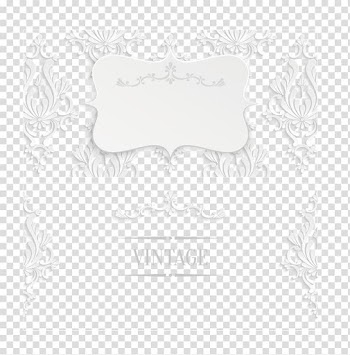 White Vintage floral pattern, Paper Black and white frame Pattern, Wedding invitations transparent background PNG clipart