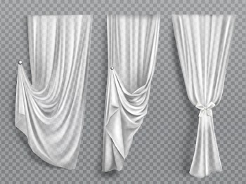White window curtains on transparent background Free Vector