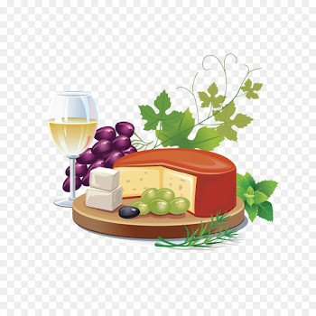 White wine French cuisine Cheese Clip art - Vector grapes and cakes 