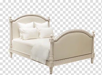 White wooden bed frame, Romantic White Bed transparent background PNG clipart