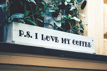 White Wooden Planters With P.s. I Love My Coffee Print