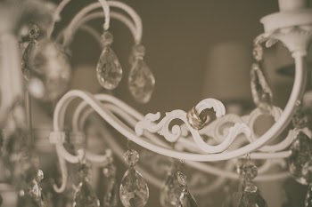 White Wrought Iron Crystal Chandelier