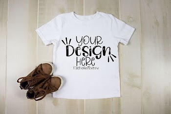 White Youth Shirt With Brown Boots Mockup