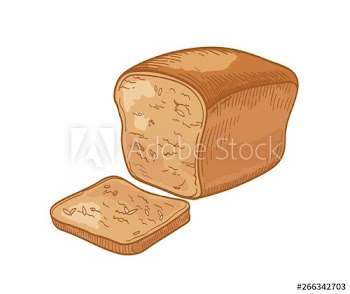 Whole grain bread and slice or toast isolated on white background