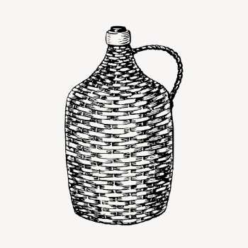 Wicker bottle clipart, vintage glassware | Free Vector - rawpixel