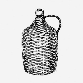 Wicker bottle drawing, vintage glassware | Free Photo - rawpixel