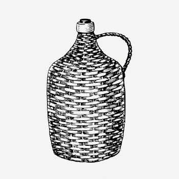 Wicker bottle drawing, vintage illustration | Free PSD - rawpixel
